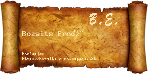 Bozsits Ernő névjegykártya